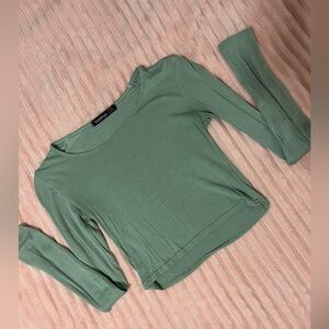 Blue Boohoo Long Sleeved Crop Top Size Small